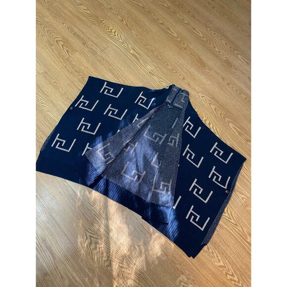 Sisters Navy and Gold Poncho Sweater Cardigan One Size - Picture 2 of 5